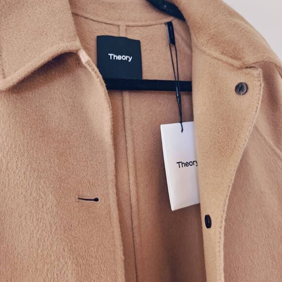 NWT Theory Caban Relaxed Coat in Double-Face Wool-Cashmere Jacket Buckwheat - Picture 5 of 6